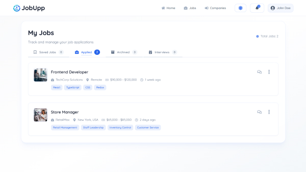 Saved Jobs Page